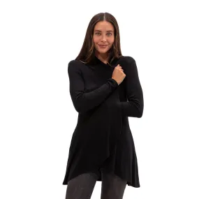 Hampton Open Front Travel Cardigan with Pockets in Eco-Cashmere Jet Black