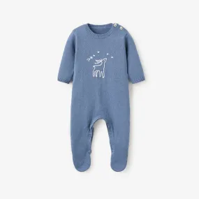 Hand Embroidered Blue Magic Sky Deer Jumpsuit