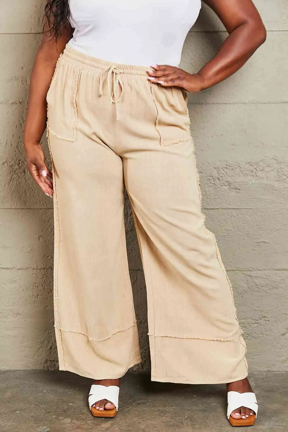 HEYSON Love Me Full Size Mineral Wash Wide Leg Pants