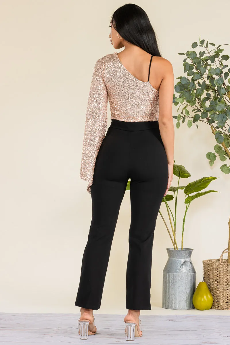 HH742X-SEQUIN - SEQUIN TOP JUMPSUIT