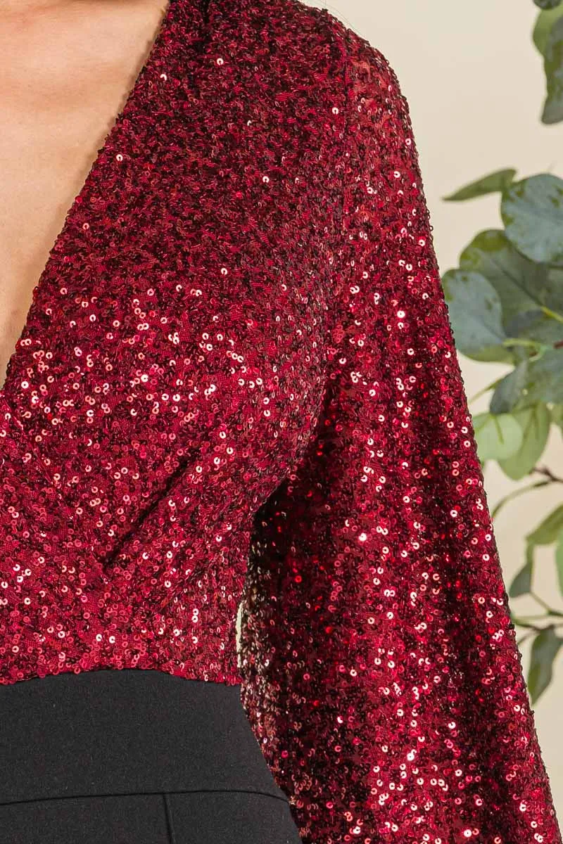 HH742X-SEQUIN - SEQUIN TOP JUMPSUIT