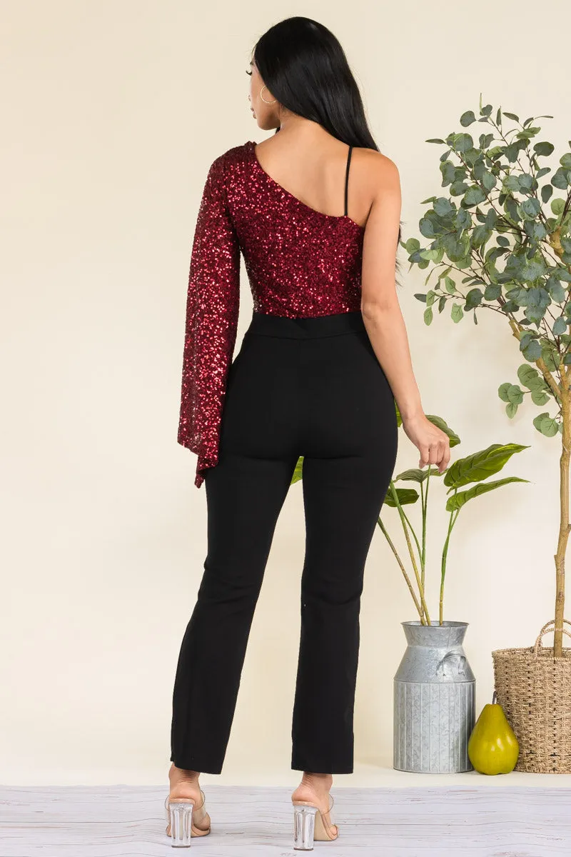 HH742X-SEQUIN - SEQUIN TOP JUMPSUIT