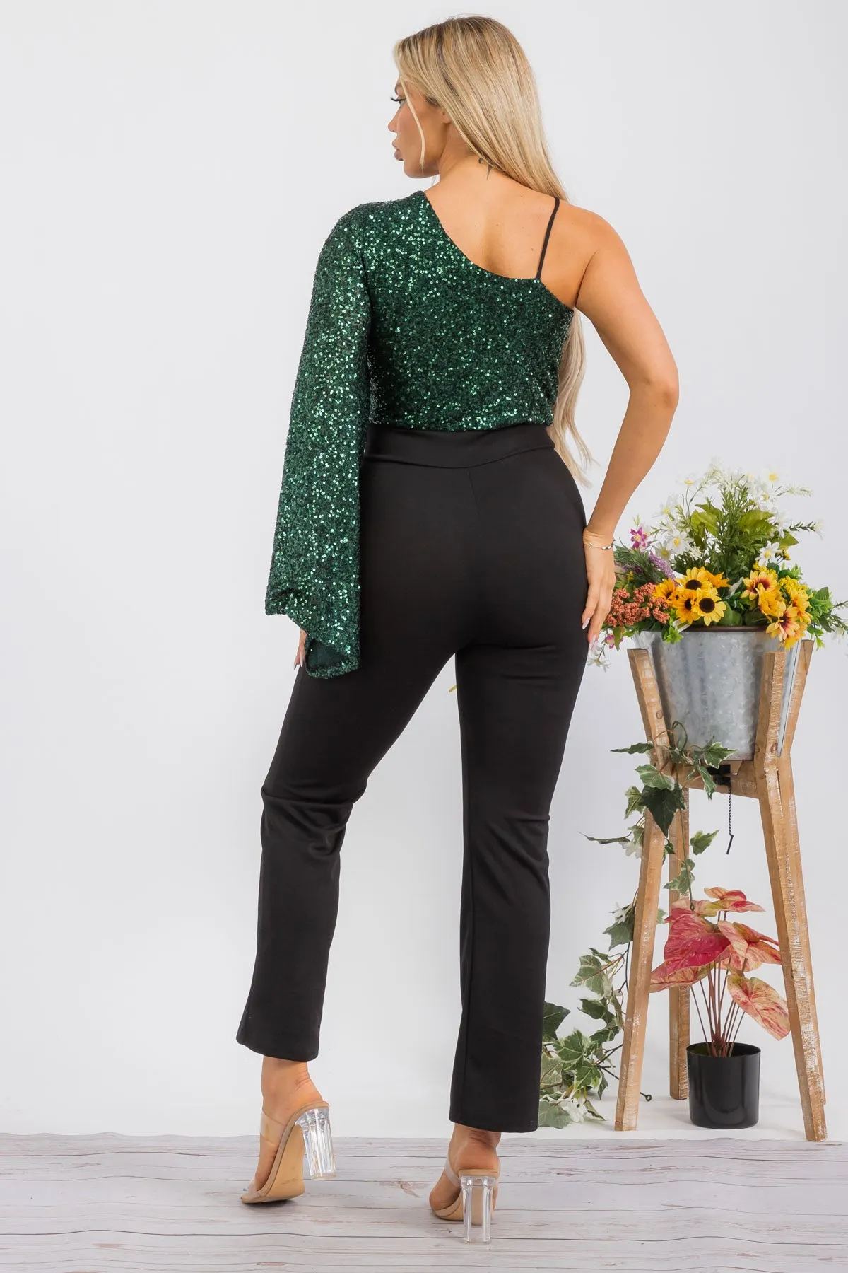 HH742X-SEQUIN - SEQUIN TOP JUMPSUIT