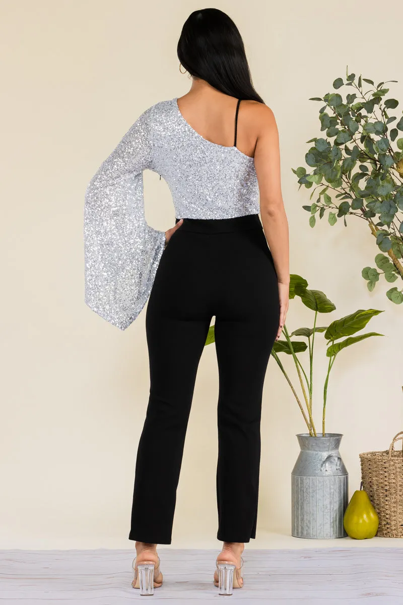 HH742X-SEQUIN - SEQUIN TOP JUMPSUIT