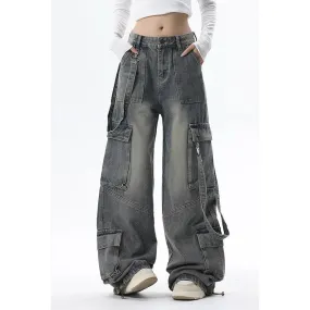 High Waist American Y2K Wide Leg Cargo Pants