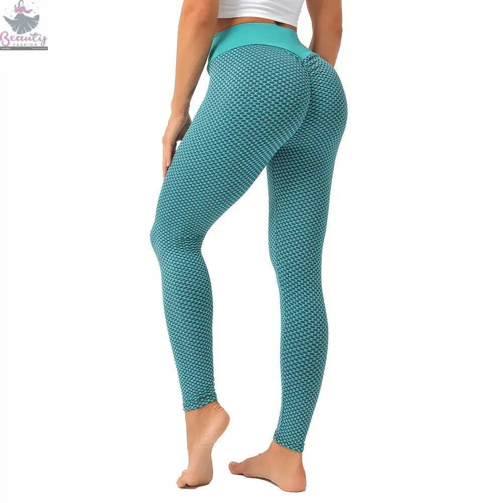 Hip Lifting Fitness Yoga Pants High Waist Sports Leggings Moisture Wicking Honeycomb Yoga Pants