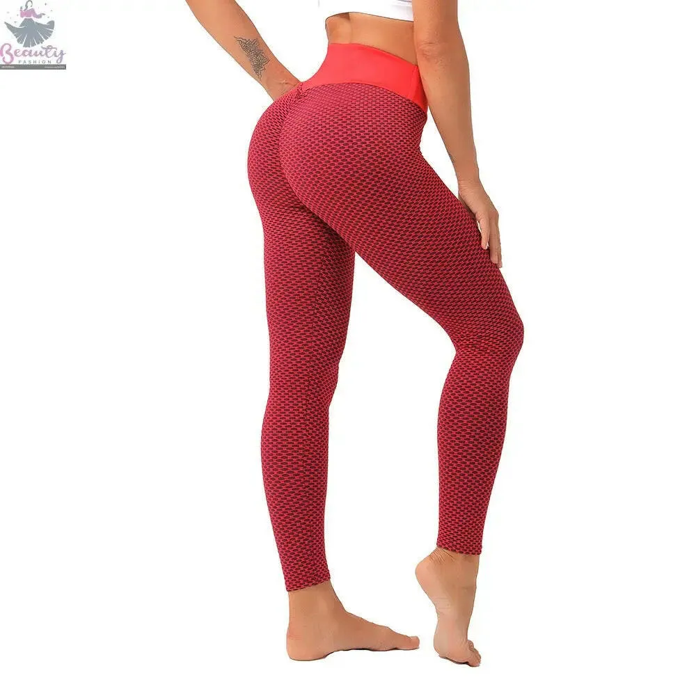 Hip Lifting Fitness Yoga Pants High Waist Sports Leggings Moisture Wicking Honeycomb Yoga Pants