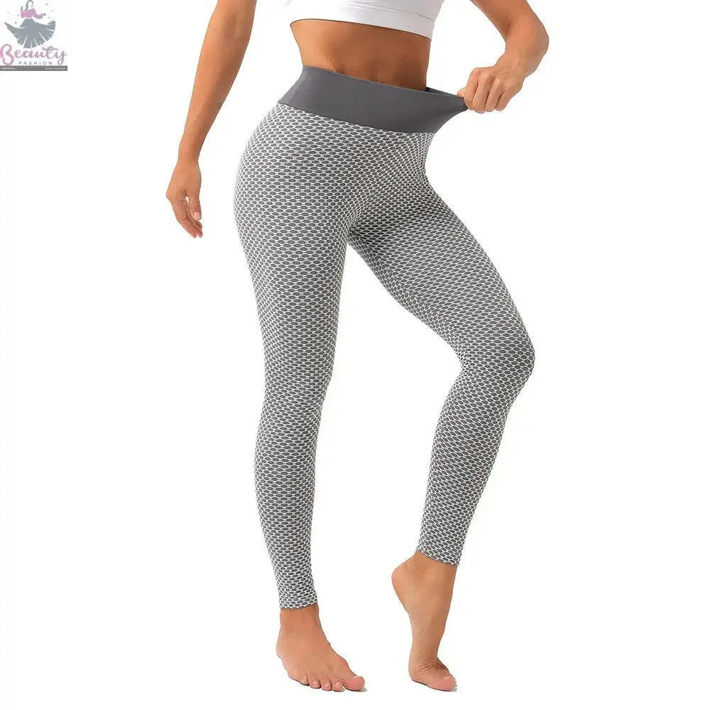 Hip Lifting Fitness Yoga Pants High Waist Sports Leggings Moisture Wicking Honeycomb Yoga Pants