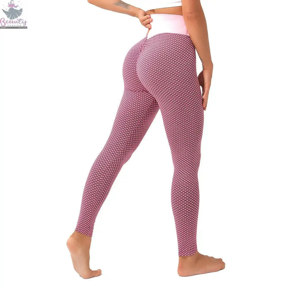 Hip Lifting Fitness Yoga Pants High Waist Sports Leggings Moisture Wicking Honeycomb Yoga Pants