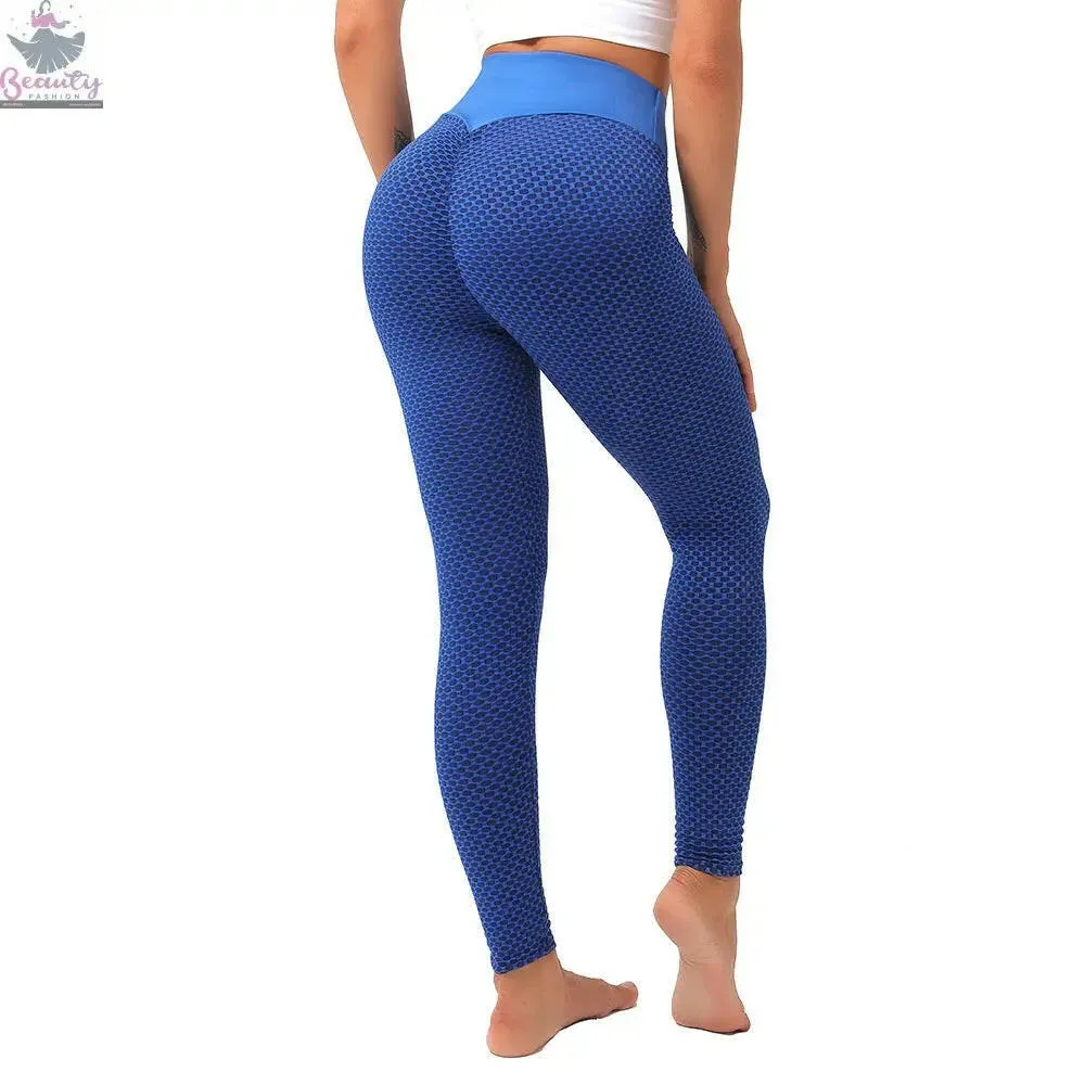 Hip Lifting Fitness Yoga Pants High Waist Sports Leggings Moisture Wicking Honeycomb Yoga Pants