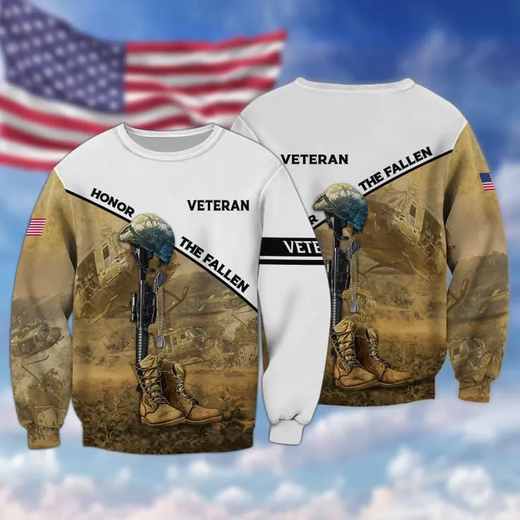 Honor The Fallen 3D Print On Shirt, Ugly Sweater For Veteran, Gift For Us Veteran