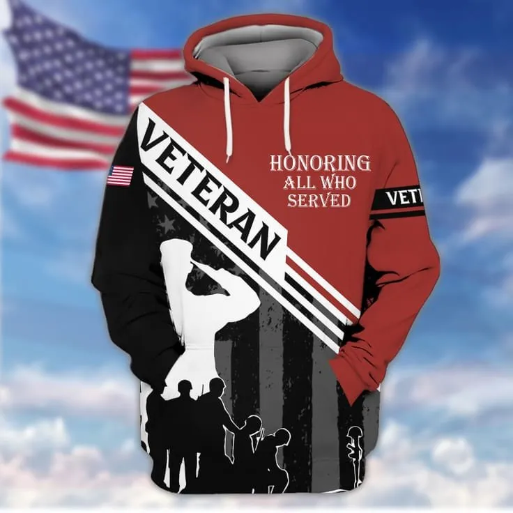 Honoring All Who Served 3D Veteran Shirt For Him, American Veteran Gift, Veteran Clothing