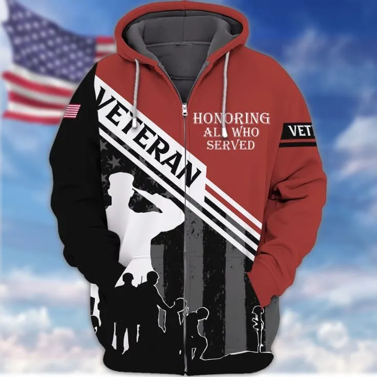 Honoring All Who Served 3D Veteran Shirt For Him, American Veteran Gift, Veteran Clothing