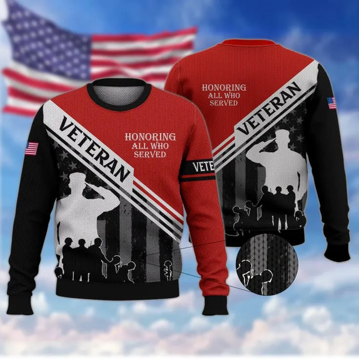 Honoring All Who Served 3D Veteran Shirt For Him, American Veteran Gift, Veteran Clothing