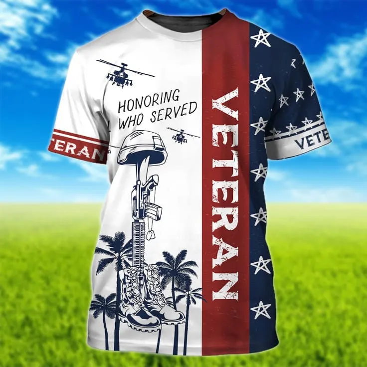 Honoring All Who Served Veteran Hawaiian Shirt, 3D Hoodie Veteran Pattern, Patriotic Veteran Gifts