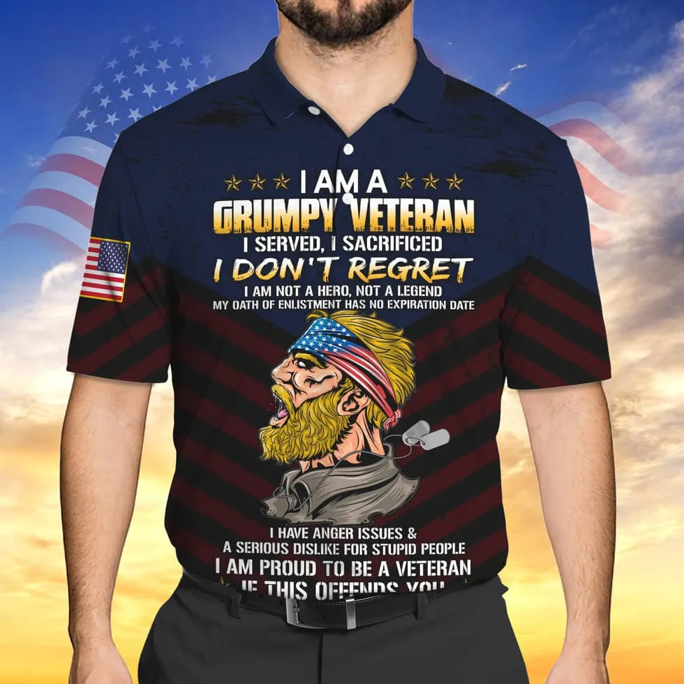 I Am A Grumpy Veteran 3D Print Shirt Men Women, Proud To Be Veteran Clothing, Veteran Gift