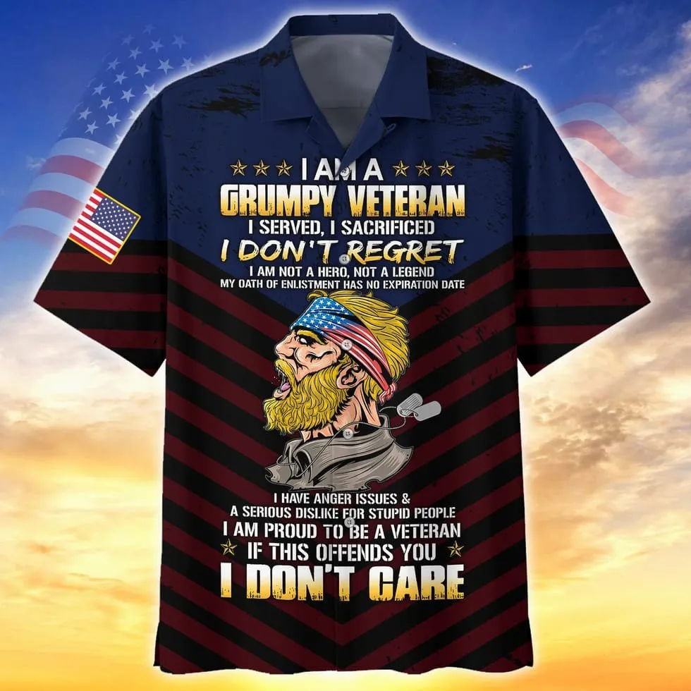 I Am A Grumpy Veteran 3D Print Shirt Men Women, Proud To Be Veteran Clothing, Veteran Gift