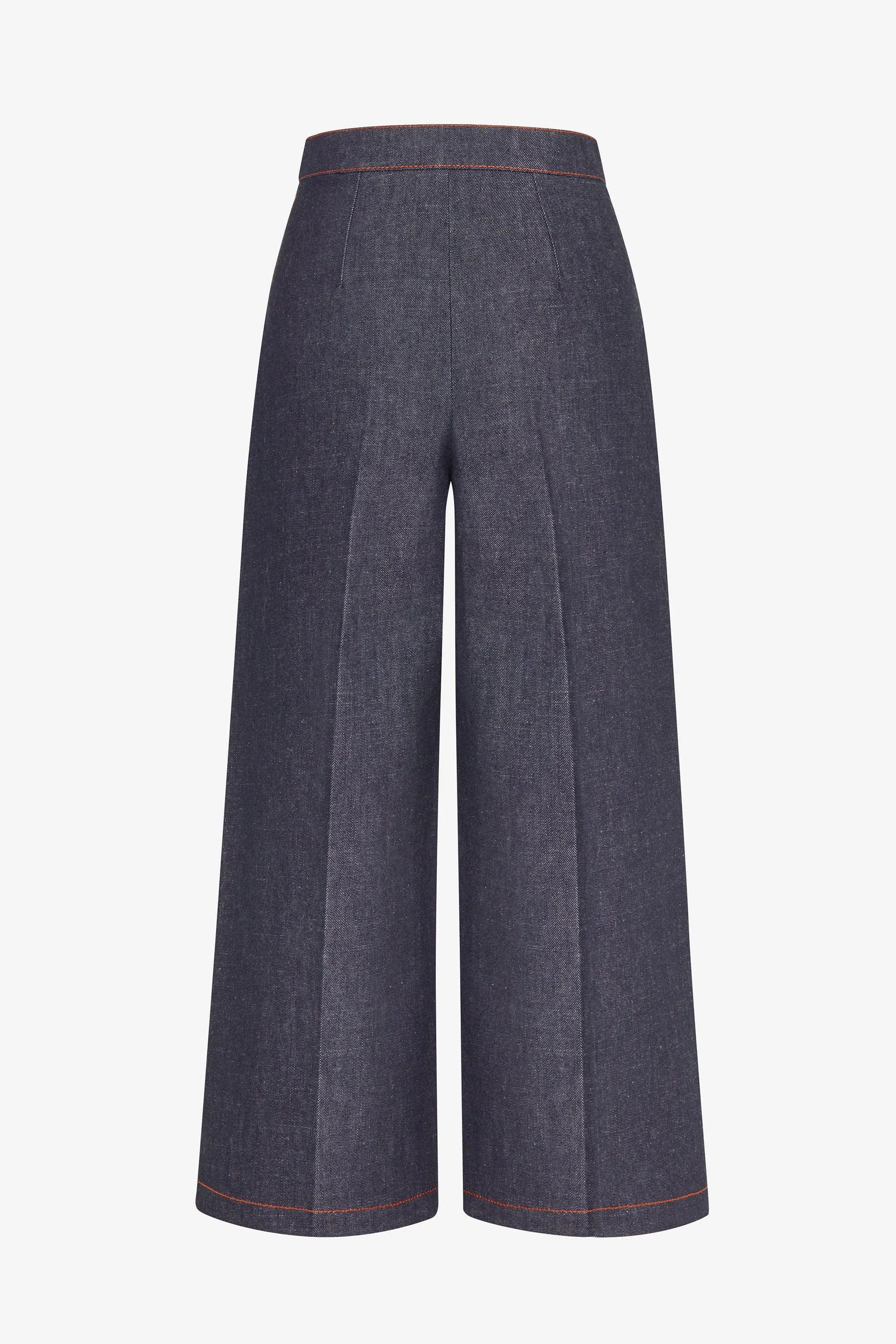 INDIGO DENIM CROPPED WIDE LEG PANT