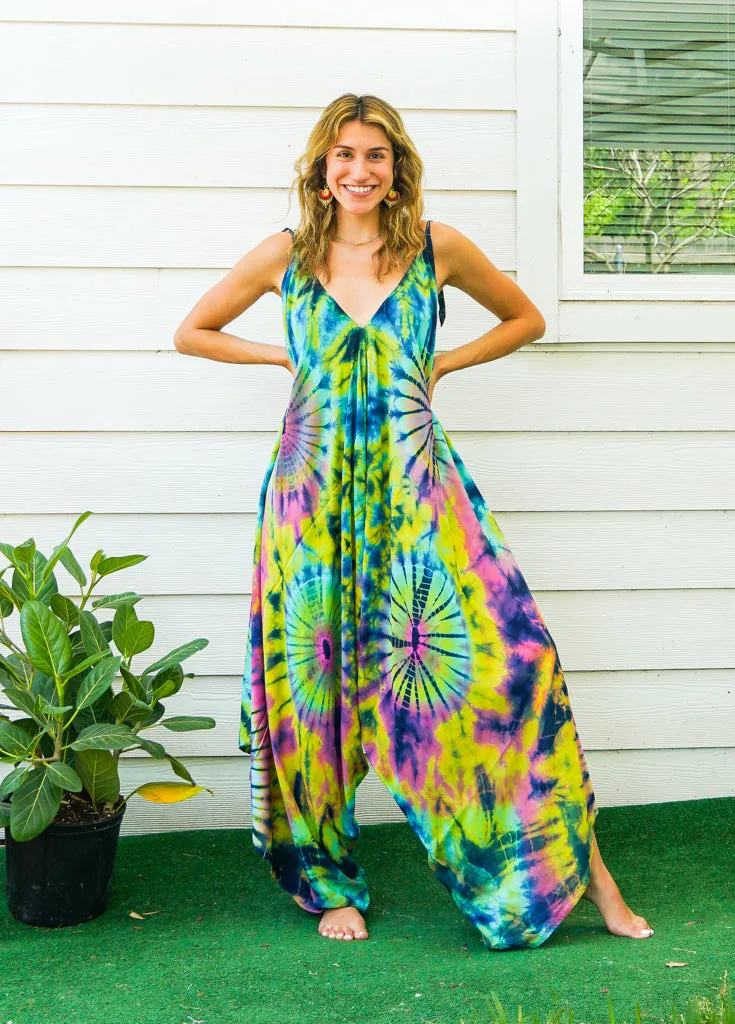 J10- Hand Dyed Wide Leg Boho Hippie Jumpsuits Rompers Pants