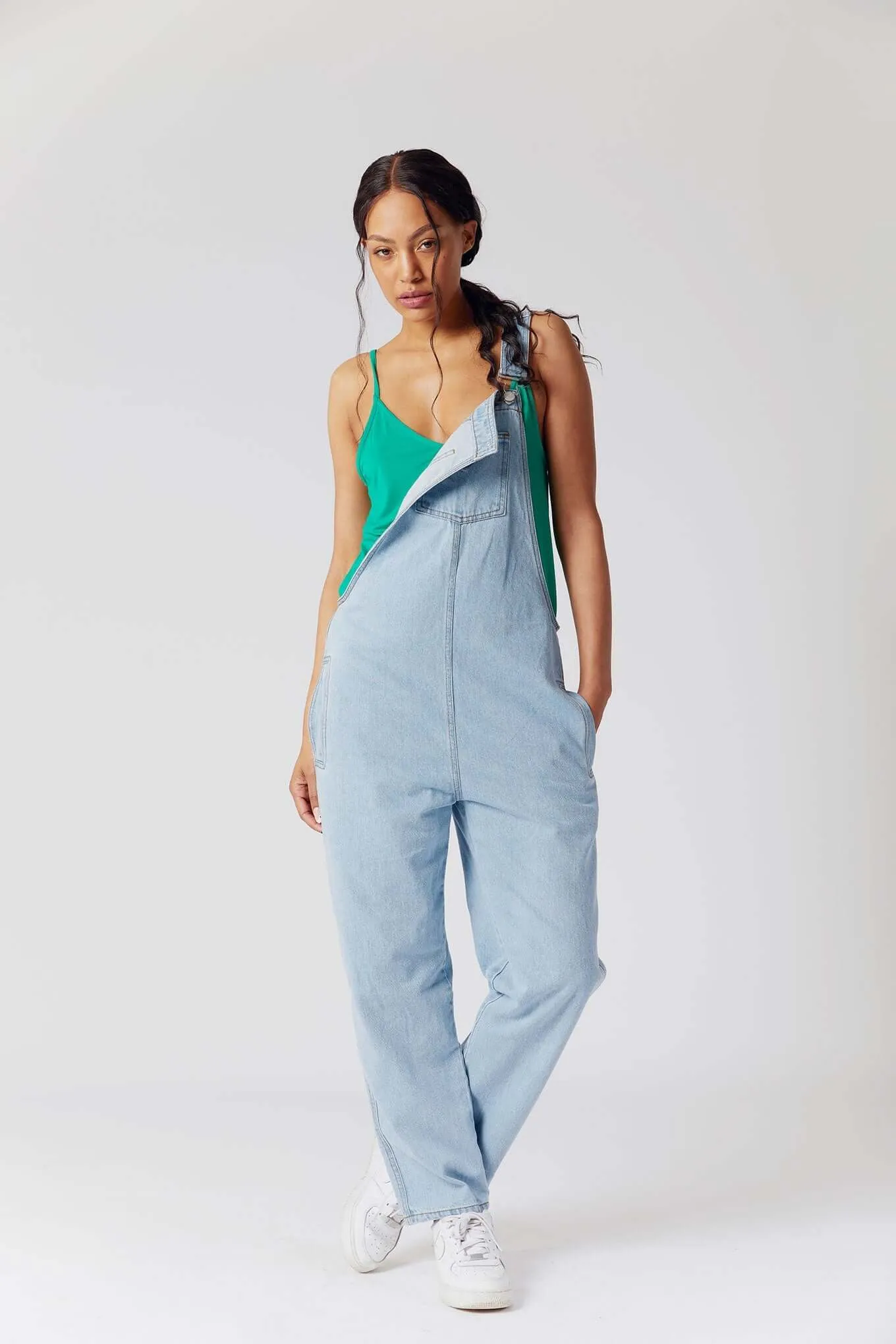 JOY Organic Cotton Denim Dungarees - Stone Wash