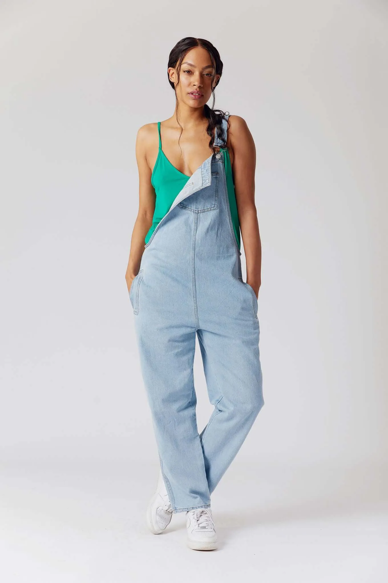 JOY Organic Cotton Denim Dungarees - Stone Wash