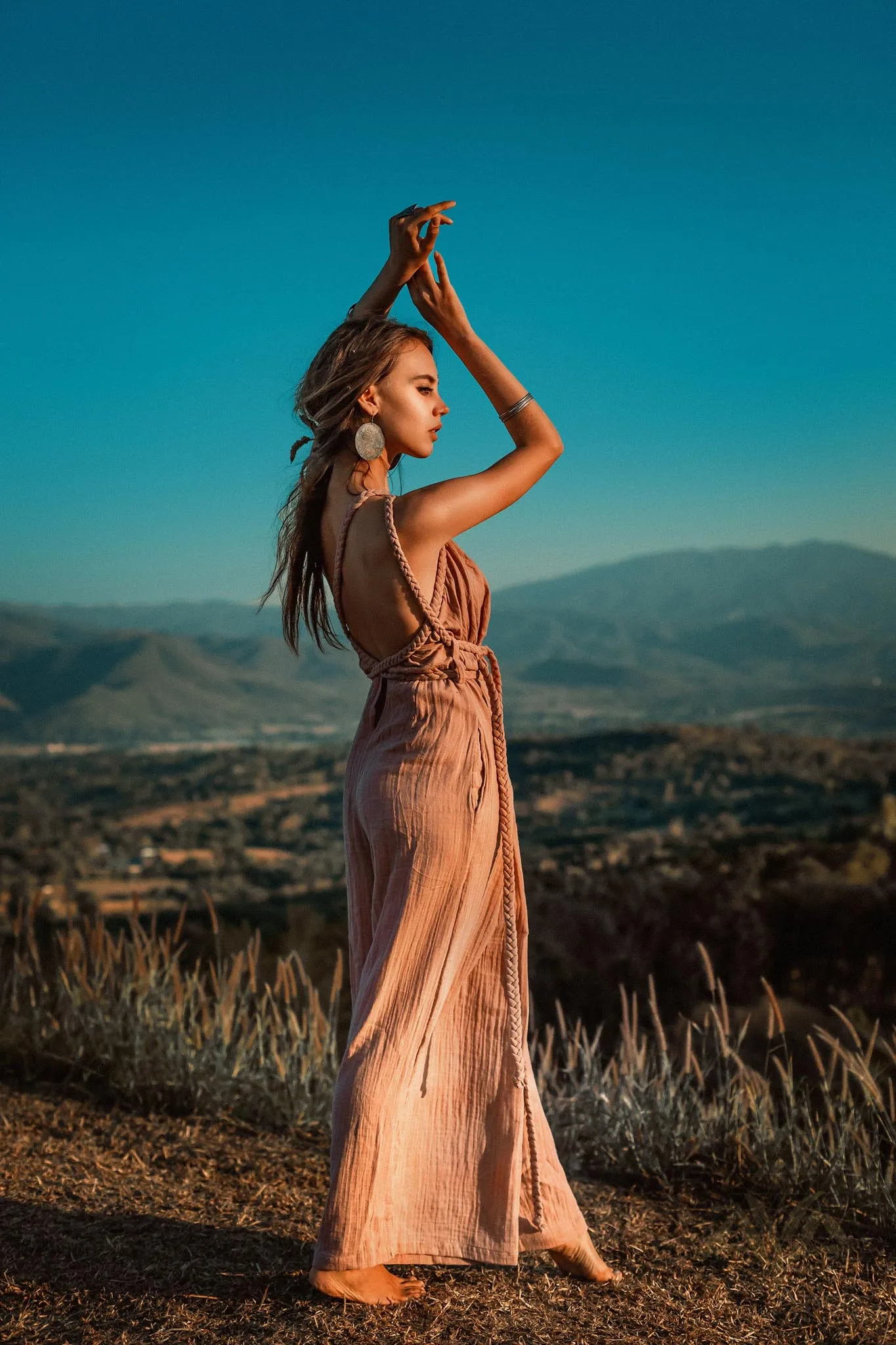 Jumpsuit Dress • Braided Romper • Overalls Women • Dusty Pink Jumpsuit