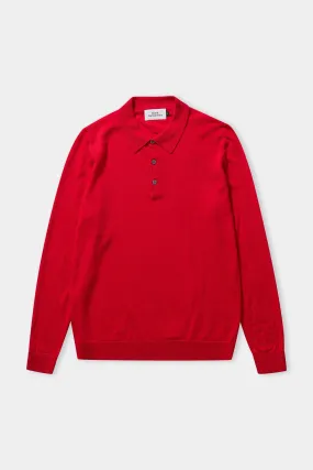 KASPAR longsleeve polo eco merino red