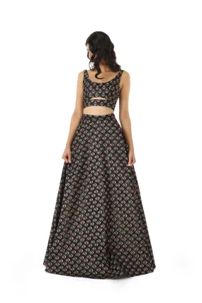 Last In Stock // ANEELA Dark Floral Lehenga Skirt