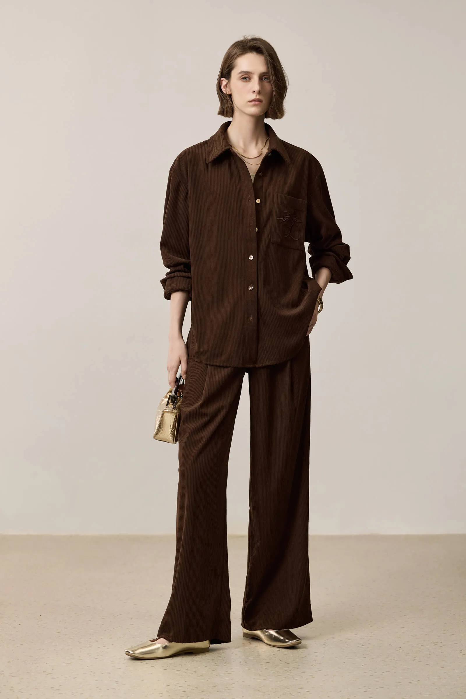 LILY Melange High-Waist Wide-Leg Pants