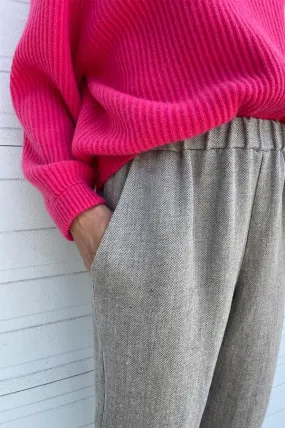 Linen Carrot Pants in Chai