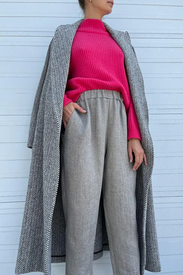 Linen Carrot Pants in Chai