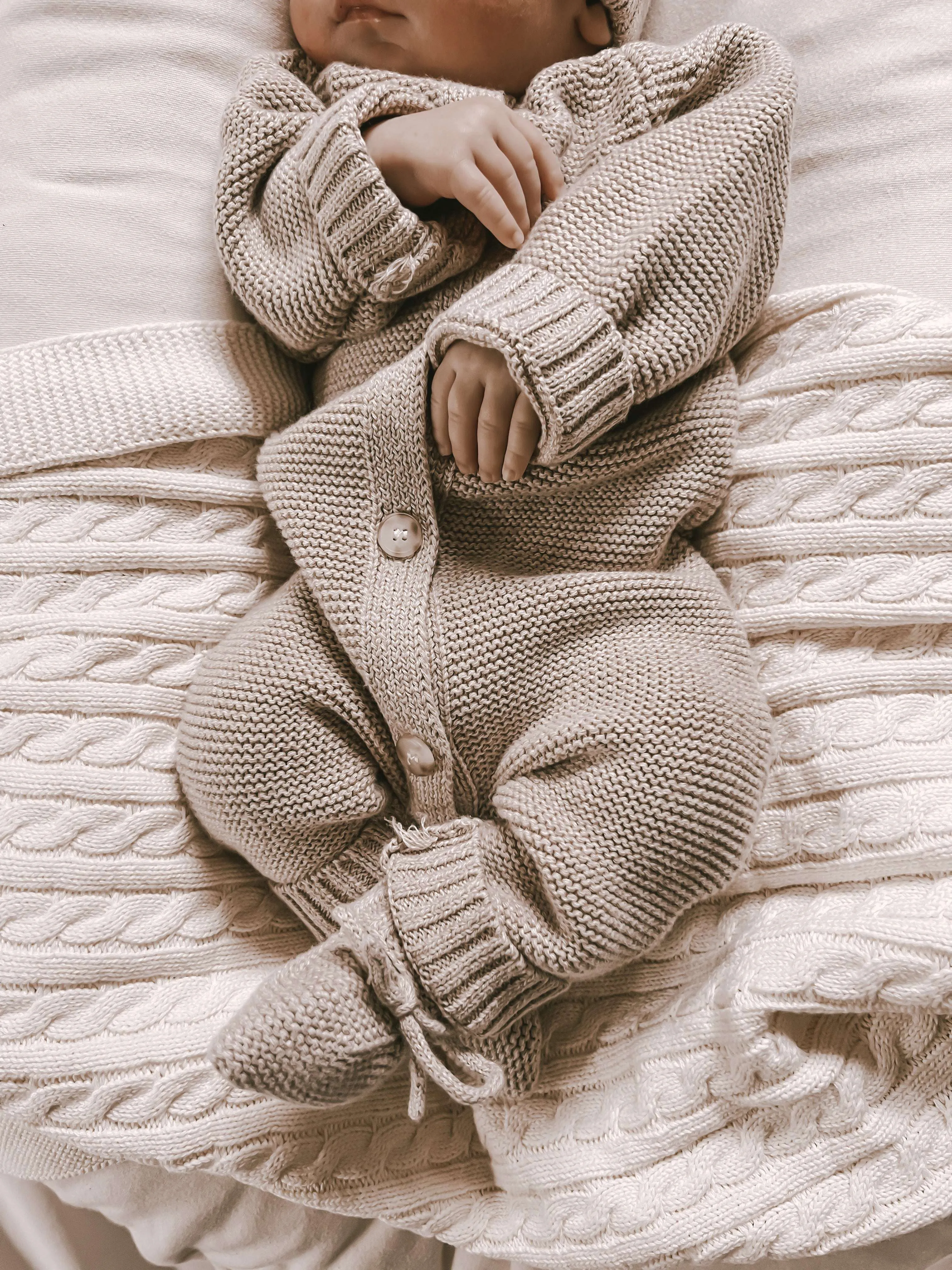 Luna   Luca Classic Purl Knit Jumpsuit | Heather Beige