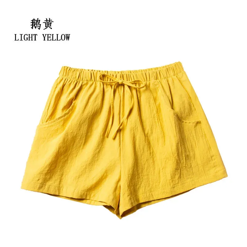 LVSANW Casual Linen Shorts Women Gym Workout Shorts Cotton Short Pants High Waisted Black Ladies Short Femme Women Shorts Sport Femme