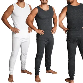 Mens Merino Wool Blend Thermal Singlet Top & Pants Set