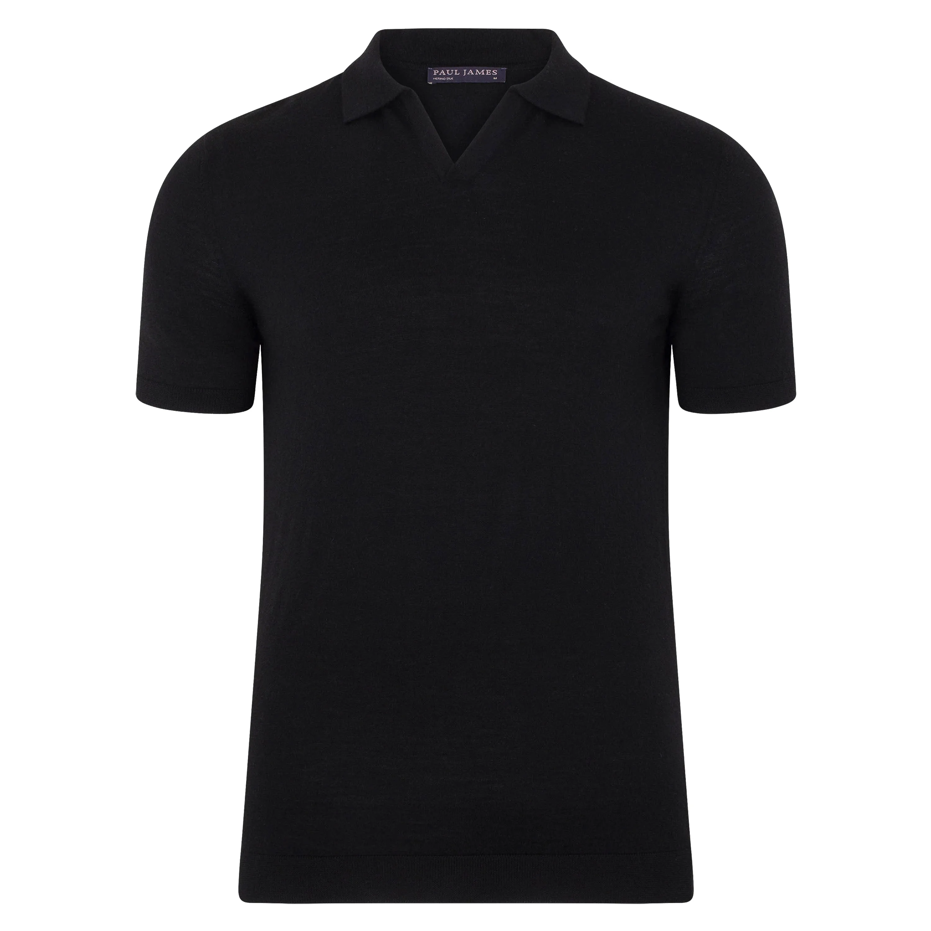 Mens Superfine Merino Silk Buttonless Polo Shirt