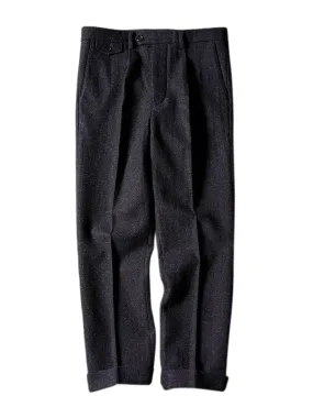 Men's Tweed Pants High Waist Straight Business Style