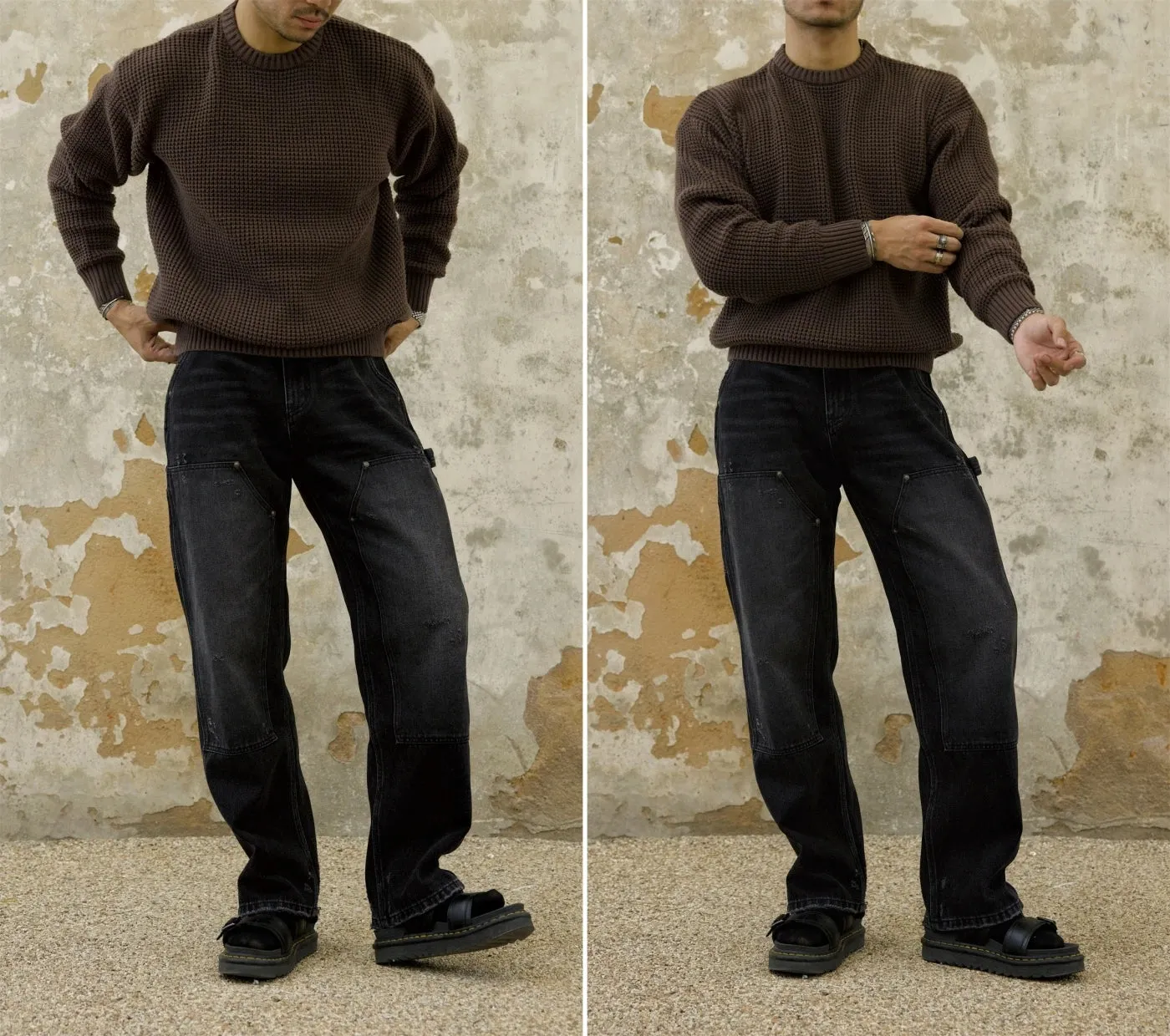 Men's Waffle O-neck Pullover