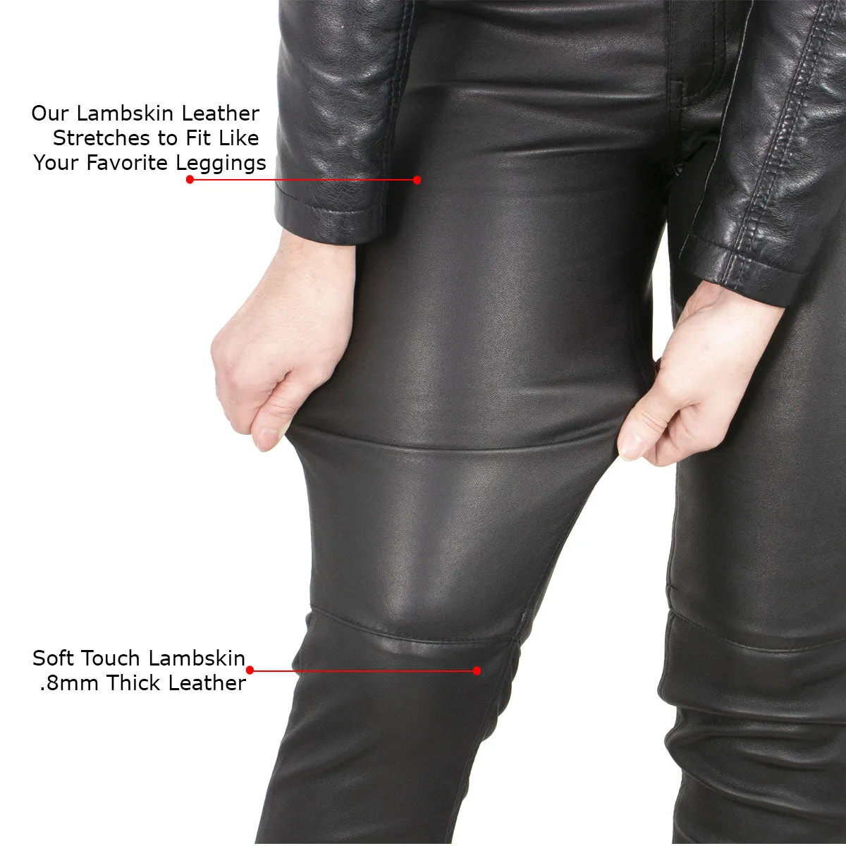 Milwaukee Leather MLL6690 'Sandy' Women’s Black Lambskin Stretch Leather Pants