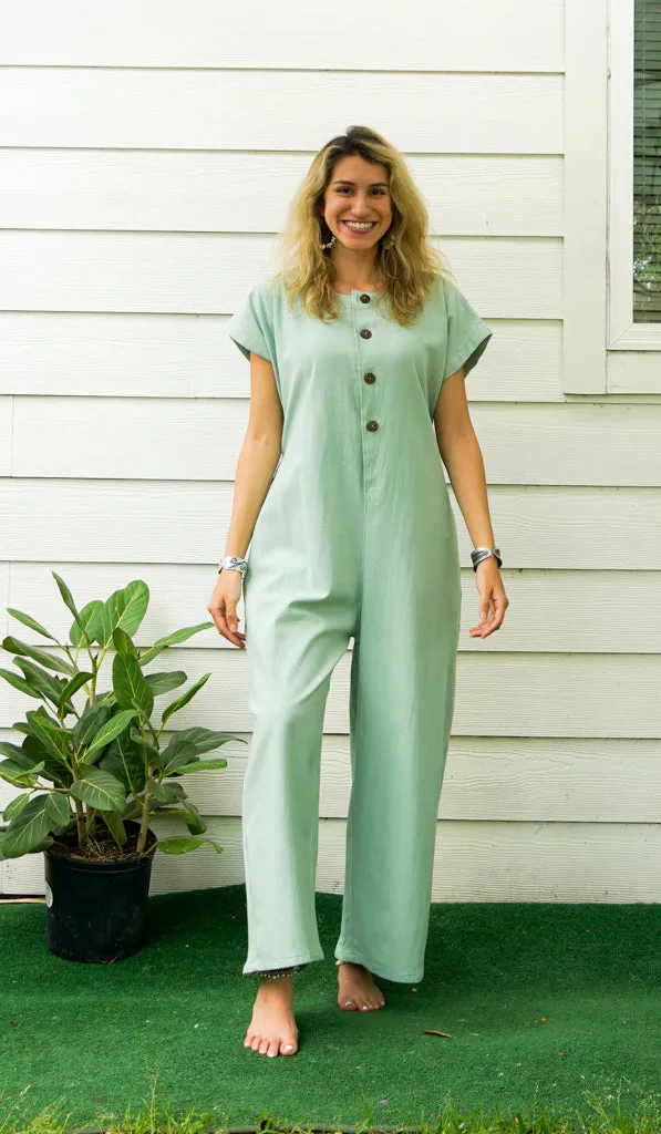 Mint Natural Cotton Jumpsuits with Pockets