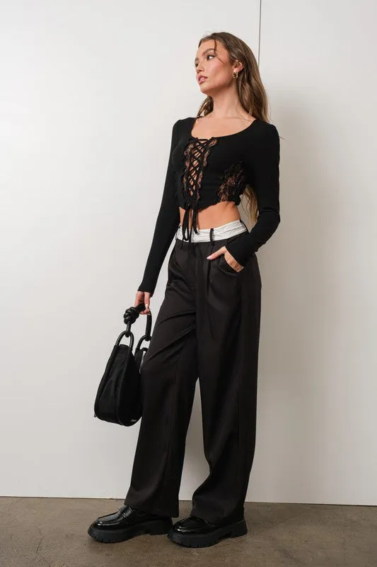 Modern Approach Black   White Wide-Leg Pants