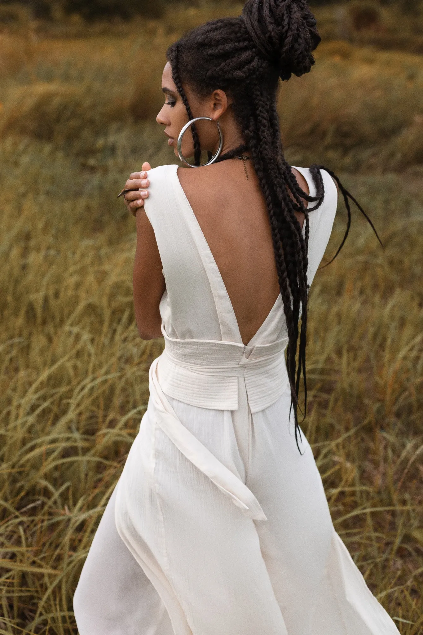 Off-White Boho Jumpsuit Women • Peace Silk & Cotton Romper for Women