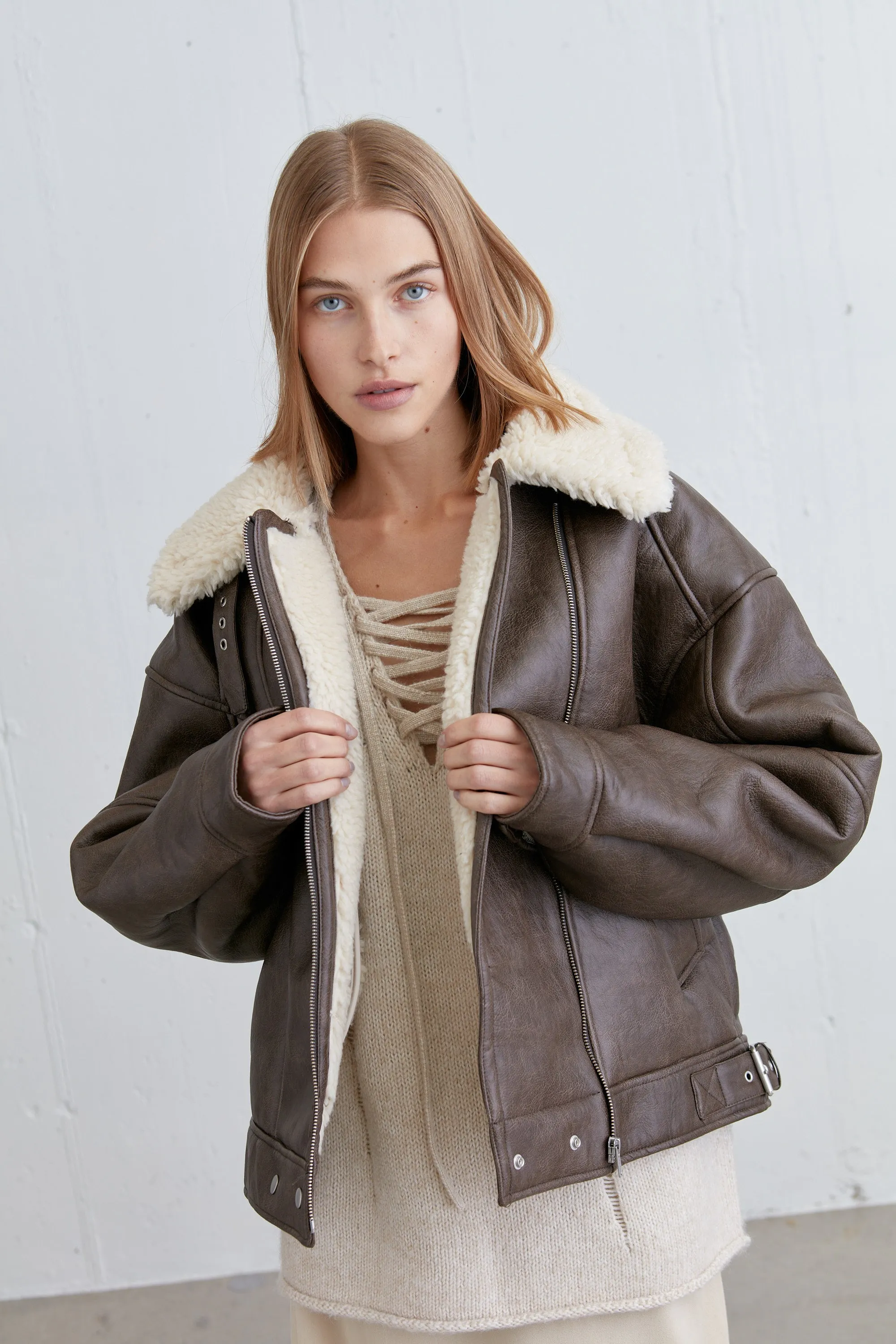 OVERSIZED SHERPA AVIATOR JACKET