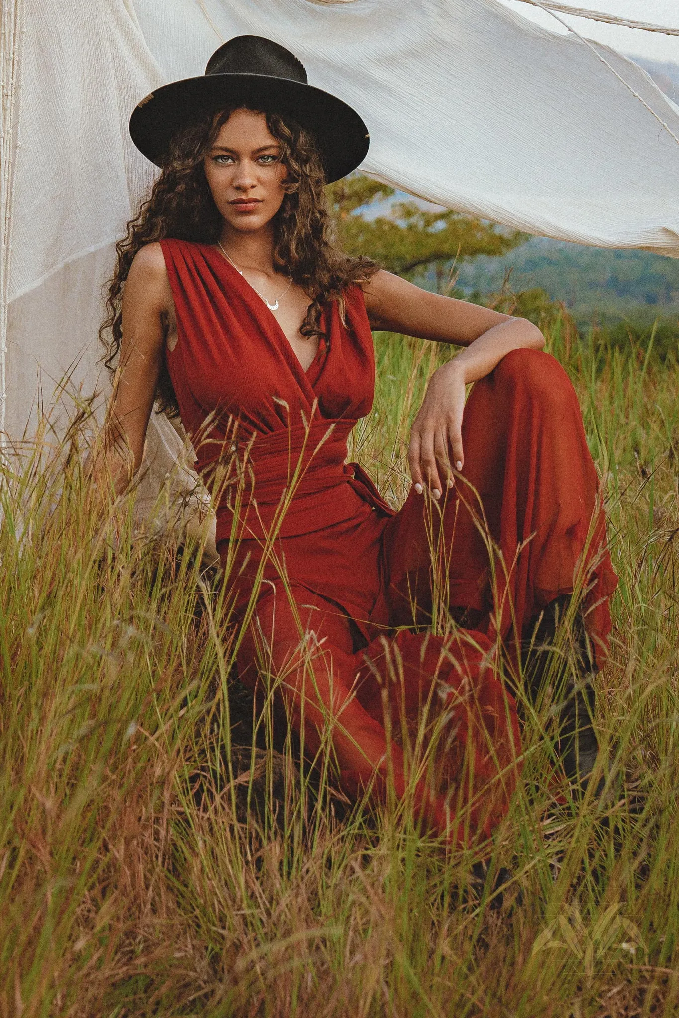 Peace Silk & Cotton Red Rose Jumpsuit • Backless Evening Overall Romper