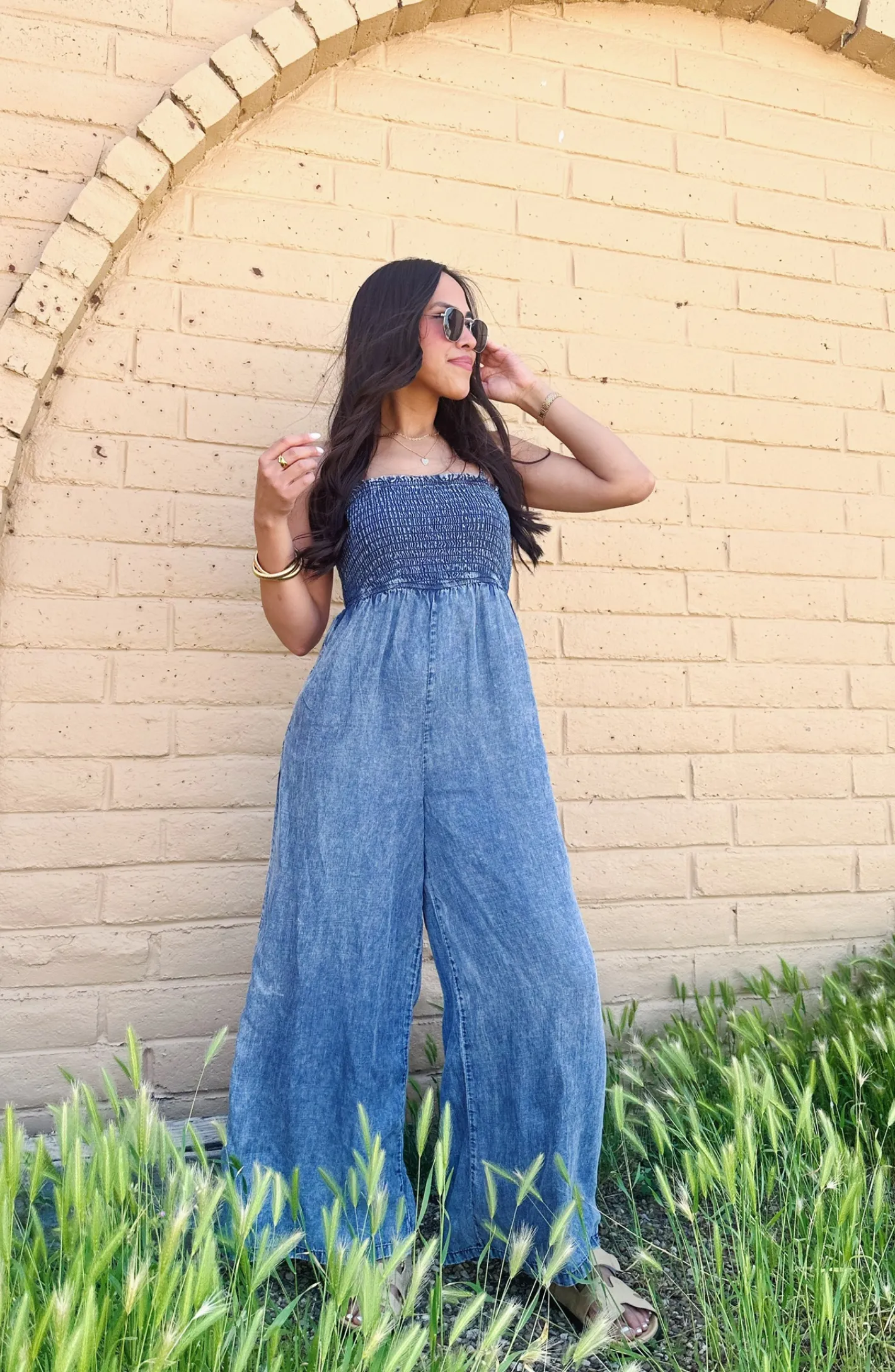 Pickin' Flowers Denim Tencel Jumpsuit