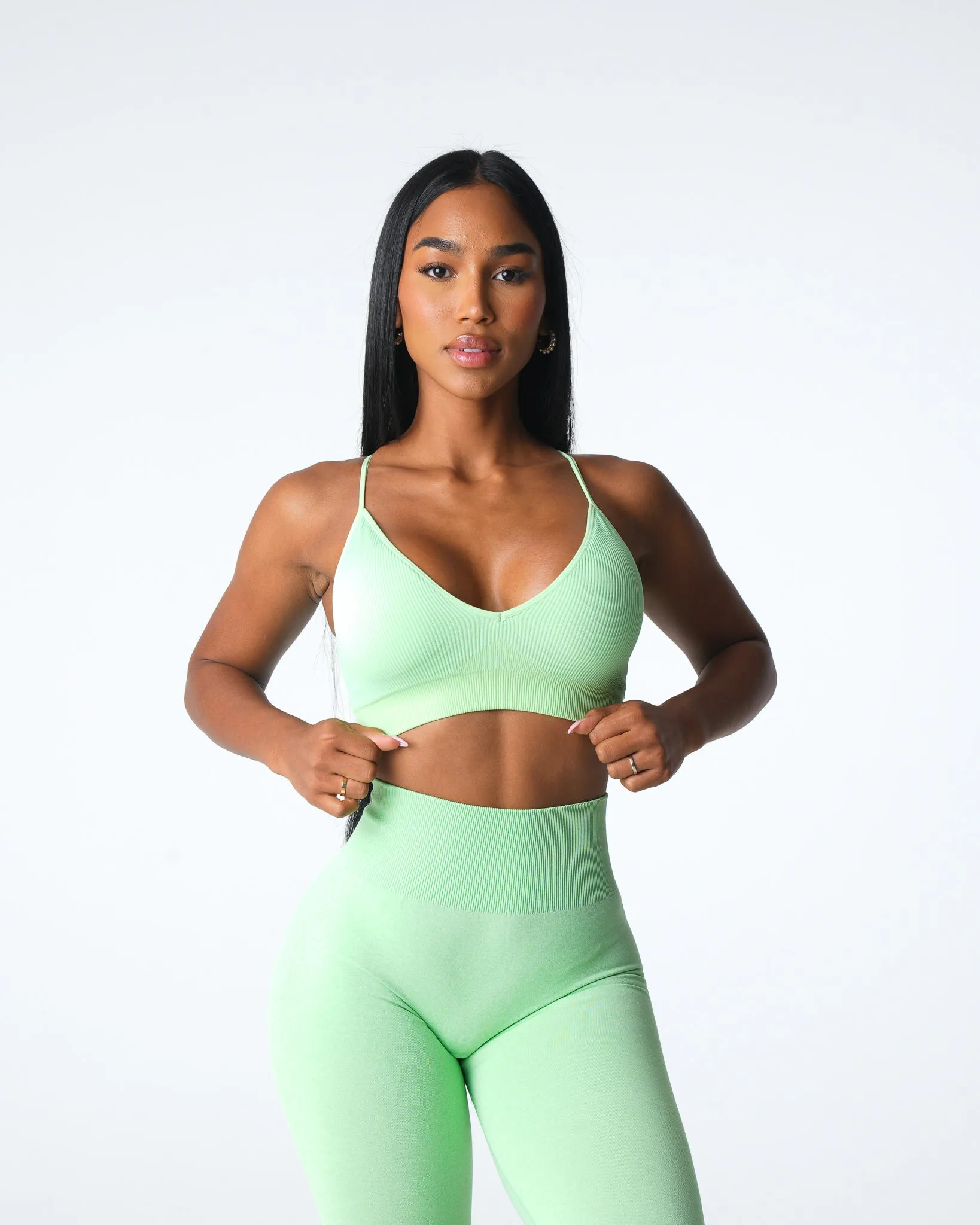 Pistachio Glimpse Ribbed Seamless Bra