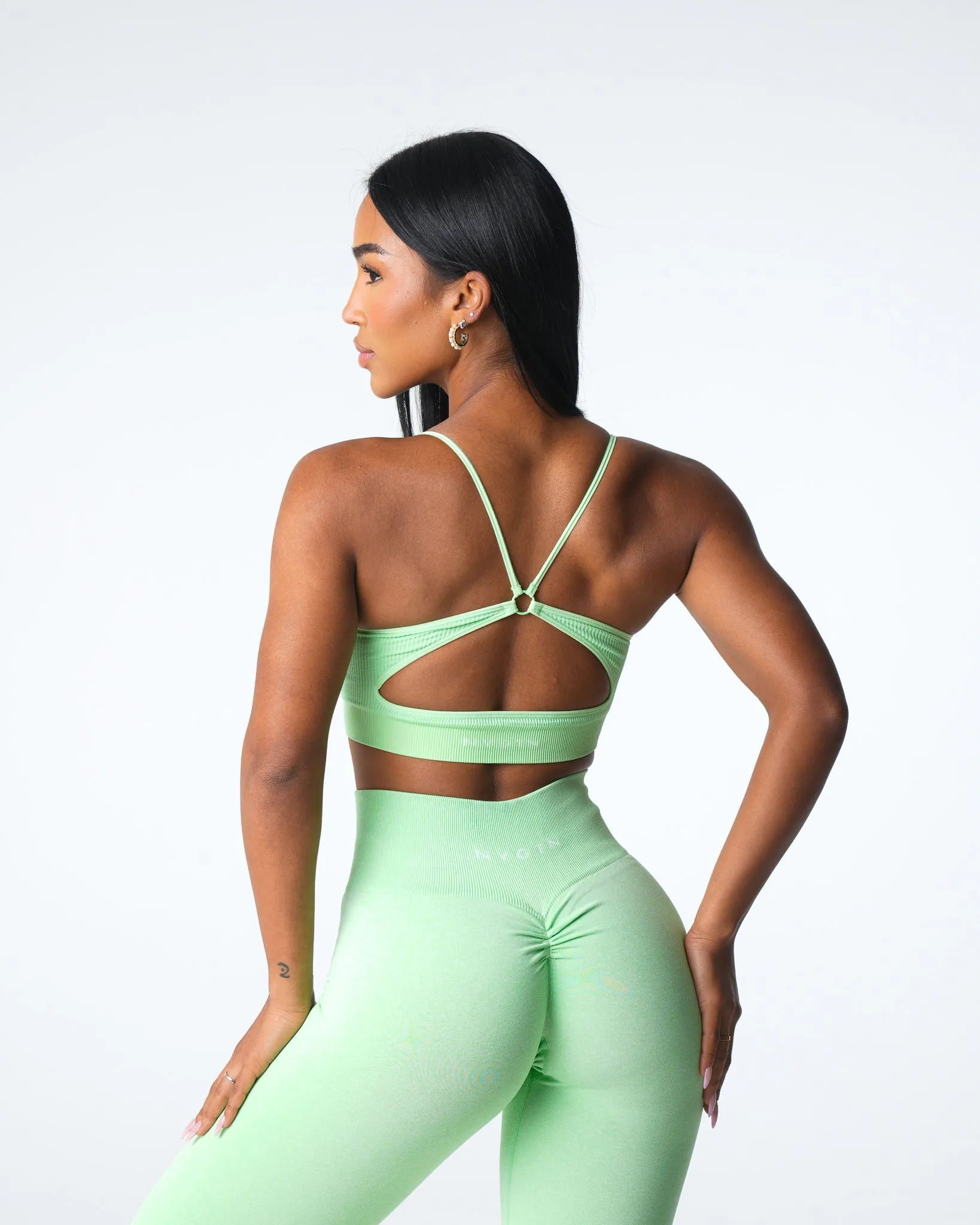 Pistachio Glimpse Ribbed Seamless Bra