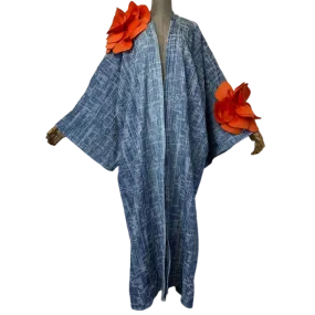 Pre Order:  Chic Denim 3D flower  Maxi Cardigan - WINI