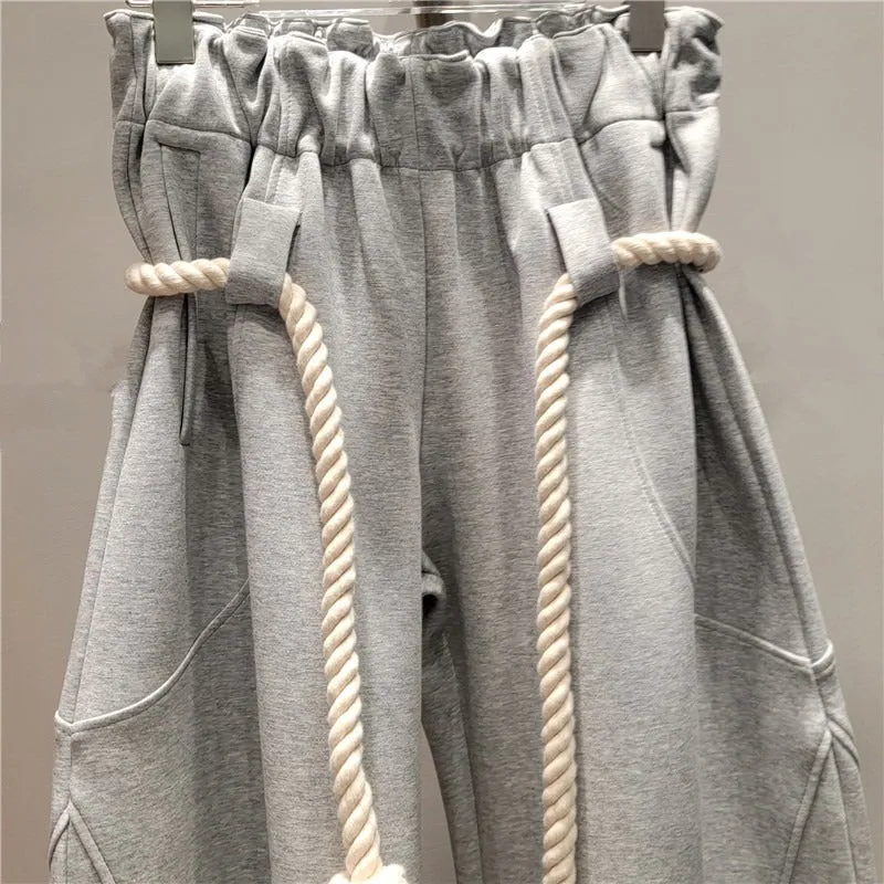 Pre Order:  Knitted Hemp Rope Waistband Loose Lantern Pants