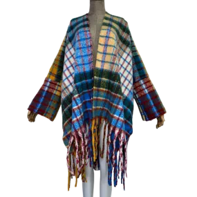 Pre Order:  Warm Plaid Poncho Cardigan - WINI