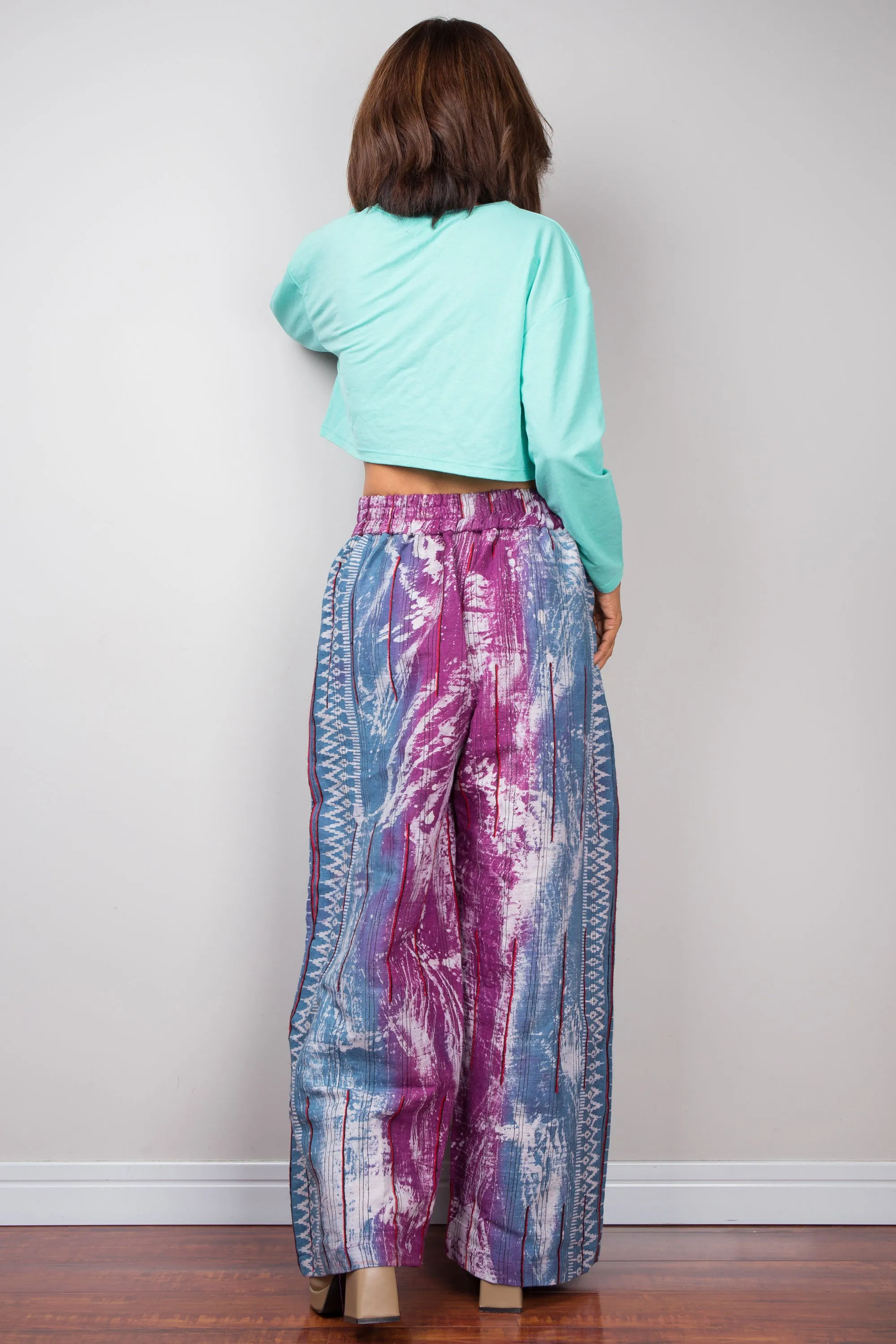 Purple batik hemp pants